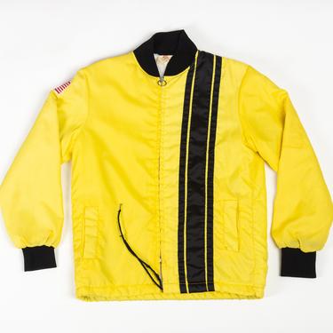 70s Great Lakes Striped Racing Jacket - Men's Small | Vintage Yellow Black Ring Zip Up Coat 