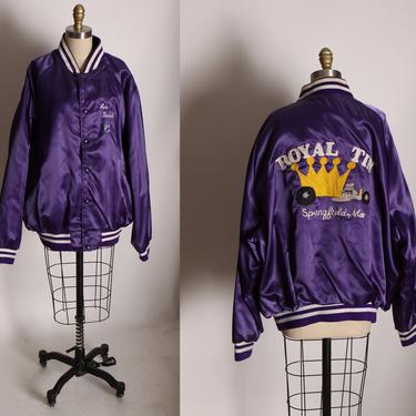 1980s Purple and White Vintage Antique Car Club Members Only Royal Tin Springfield MO Jacket by Aristo Jac -XXL 