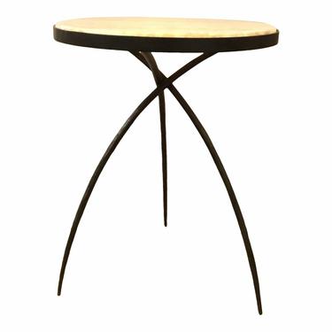 Modern Large Iron and Onyx Tripod Accent Table