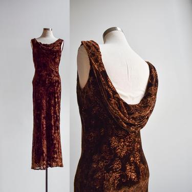 Vintage Formal Brown Velvet Gown 