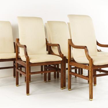 Henredon Mid Century Oak and Brass Dining Chairs - Set of 8 - mcm 