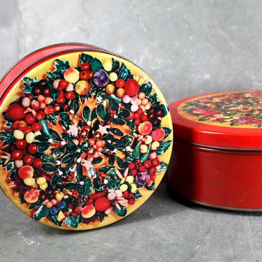 Set of 2 Nesting Vintage Vibrant Fruits Candy Tins circa 1970s - Cake Tins for Storage or Display  | FREE SHIPPING 