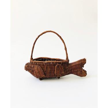 Vintage Wicker Fish Basket 