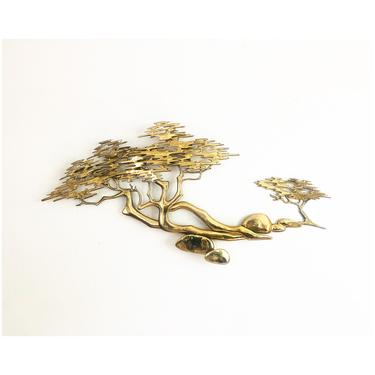 Large Vintage Brass Tree Wall Sculpture by Bijan / FREE SHIPPING 