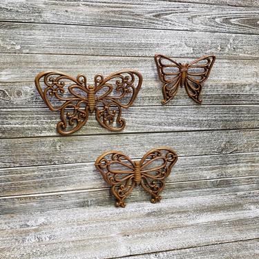 3 Vintage Butterflies Wall Hangings, Mid Century Boho Decor, Syroco Products Butterfly Wall Art, 1970s Homco Butterflies, Vintage Home Decor 