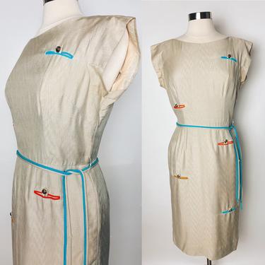 Vintage Wallach New York 1960s Dress with Faux Pocket Details Size Medium 