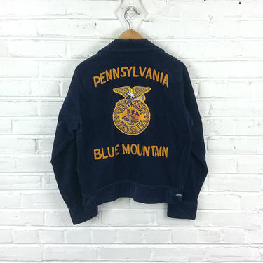 Size 38 Vintage 1960s 1970s FFA Corduroy Pennsylvania Blue Mountain Chainstiched Jacket 