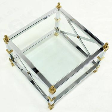 Maison Jansen Style Chrome and Brass End Table #2