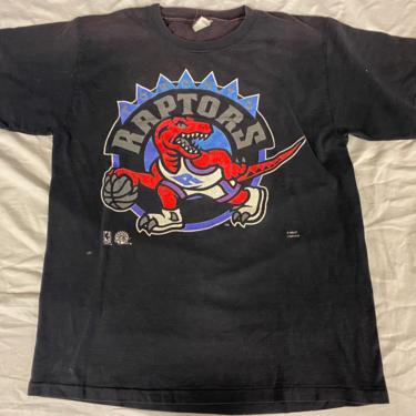 Vtg NBA Toronto Raptors Old School Logo Black T-Shirt Adult Large
