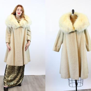 1960s 1966 documented LILLI ANN fox fur mohair swing coat small medium | new fall 