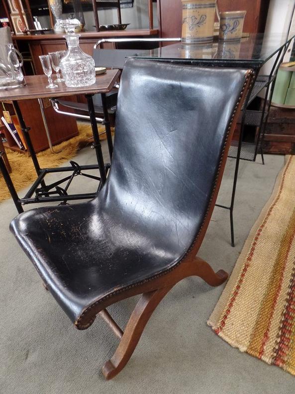 Vintage leather sling chair made in Spain