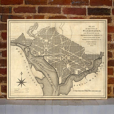 1793 Washington DC Vintage Map Canvas Print 