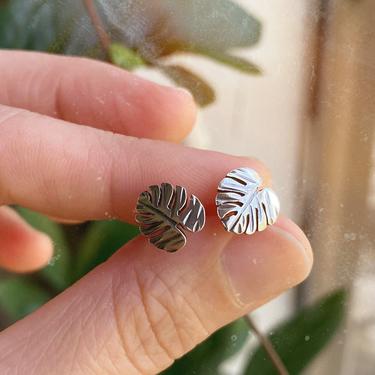 Gift Her - Monstera Stud Earrings in Sterling Silver - Monstera Stud Earrings - Monstera Leaf Earrings - Gift For Her Plant Lady 