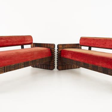 Witco Mid Century Tiki Sofa Bench - pair - mcm 