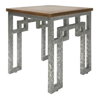 Modern Farmhouse Style Zinc and Wood Side Table