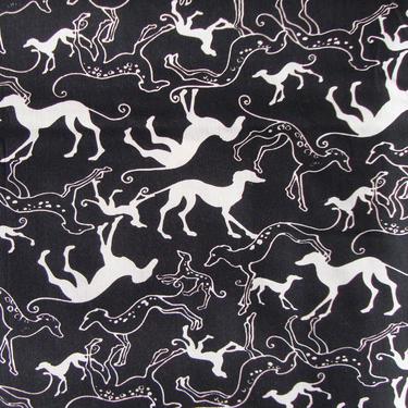 Vintage Dog Fabric Borzoi Novelty Print Cotton 1.8 Yds 