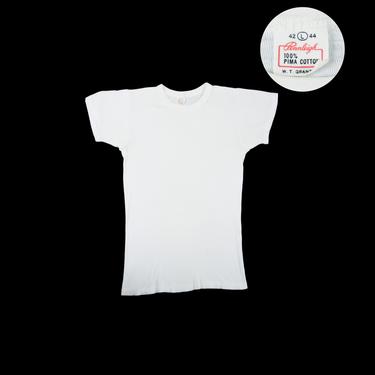 Vintage 1950's Pennleigh Short Sleeve - T - Shirt  - Pima Cotton - Work Shirt - Crew Neck - Distressed - White - Small 