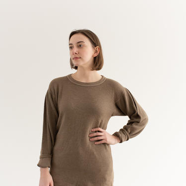 M L | Vintage Waffleknit Shirt 50 50 Cotton Poly The Oslo Thermal in Mushroom Brown