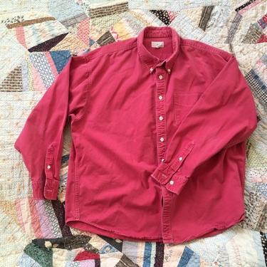 vintage 80s 90s J. Crew button down shirt - men's pink shirt, turkey red / vintage J. Crew shirt, made in USA / heavy cotton button down, XX 