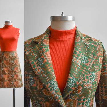 1970s 2pc Orange Ladies Suit Set 