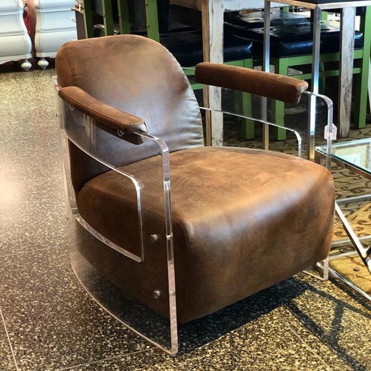                   Modern Lucite and Leather Chair!