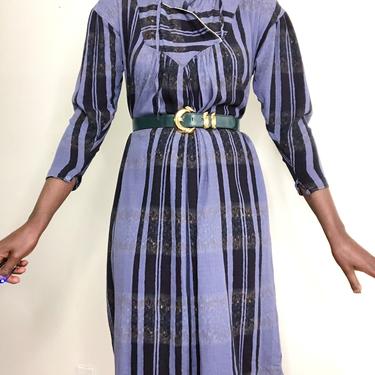 Vintage 80s Gerard Darel Cotton Blend Smocked Dress