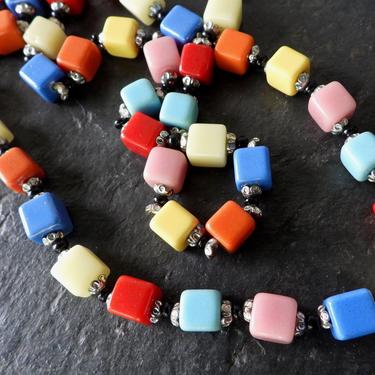 Art Deco Poured Glass Harlequin Bead Necklace 