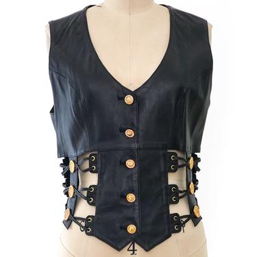 Laced Cut Out Leather Vest