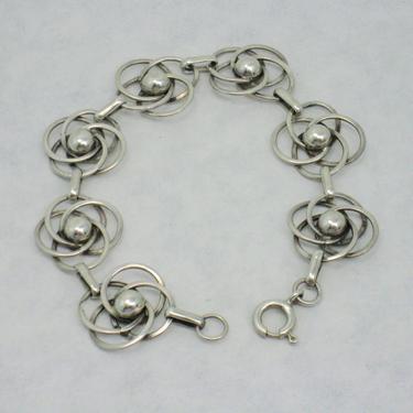 vintage silver bracelet stylized floral motif 