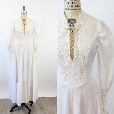 1970s lace up CORSET maxi dress small | new spring 