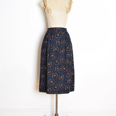 vintage 80s skirt PENDLETON navy blue plaid paisley print high waisted midi S clothing 