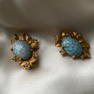 vintage faux turquoise stardust nestled statement earrings 