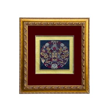 Oriental Chinese Embroidery Flower Framed Wall Decor cs6058E 