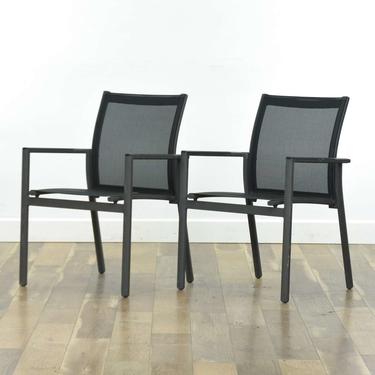 Pair Gloster Contemporary Black Patio Armchairs