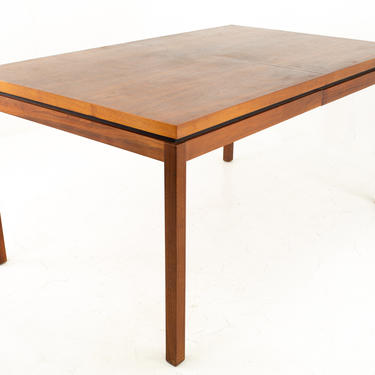 Milo Baughman Style Dillingham Mid Century Walnut Expanding Rectangular Dining Table with Two Leaves - mcm 