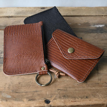 Leather Pouch, Embossed Texture Leathers