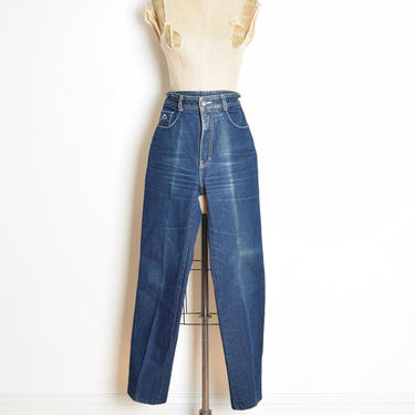 vintage 70s 80s jeans dark denim high waist straight leg disco pants Jordache M clothing 