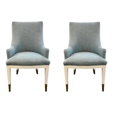 Caracole Couture Modern Robbins Egg Blue and White a La Carte Chairs Pair