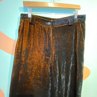 Vintage 90s Emporio Armani Velvet Trousers / 1990s Giorgio Armani Pants / Copper Shimmer with Tags Attached size 42 