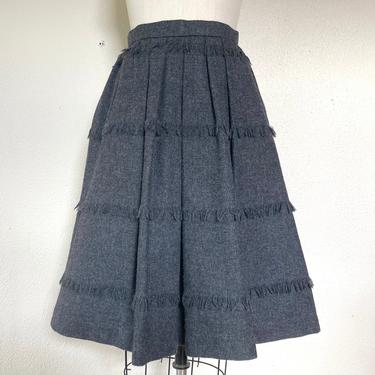 1970s Charcoal gray pleated wool skirt 