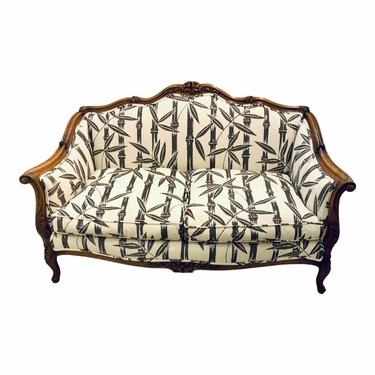 Vintage French-Style Settee With Bamboo Upholstery