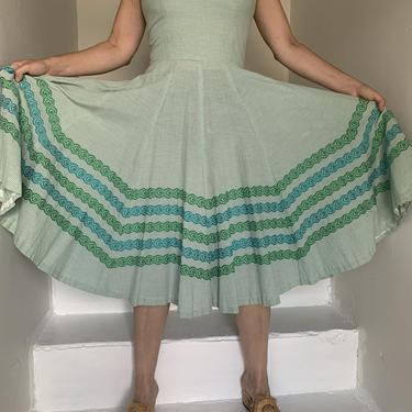 Sage and Cream Gingham Sundress 1950s Gay Gibson Pinup Rockabilly 34 Bust Vintage 