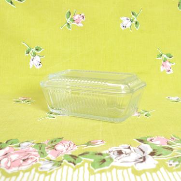 vintage clear ribbed glass refrigerator container 