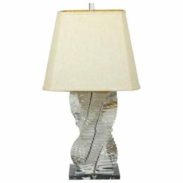 Mid Century Modern Helix Stacked Lucite Table Lamp Springer Era 70s Orig Finial 