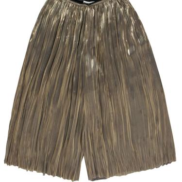 Vince Camuto - Bronze Metallic Pleated Cropped Culottes Pants Sz S