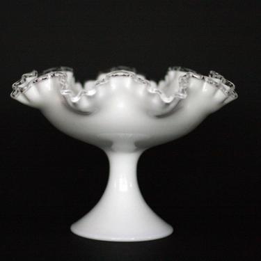 vintage fenton silver crest footed bowl ruffled edge 