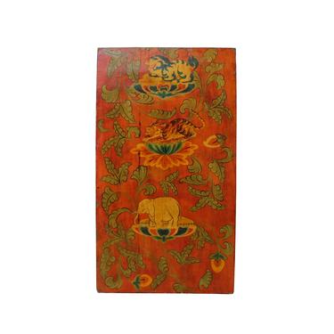 Chinese Tibetan Vintage Elephant Tiger Animal Graphic Wood Wall Panel cs4916E 
