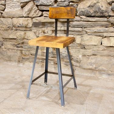 FREE SHIPPING: The Brewster - Industrial Style Bar Stools with Reclaimed Wood Seats and Backs - Great for restaurants, bars and cafes! 