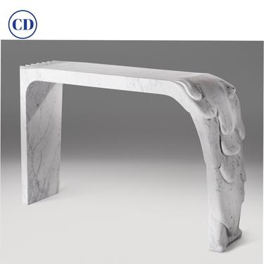 Contemporary Atelier Terrai Italian White Carrara Marble Art Deco Design Console