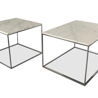 Milo Baughman for Thayer Coggin Chrome and Marble Ocassional Tables Mid Century
